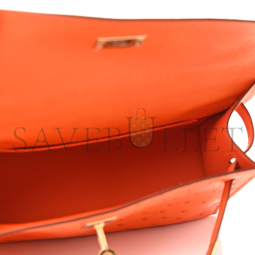 H**mes master ostrich kelly pochette tangerine (22*14*7cm)